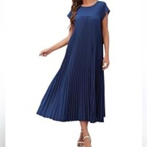 NWOT SEAFORM Pleated Maxi Dress Relaxed Fit Cap Sleeve Sz XXL Women